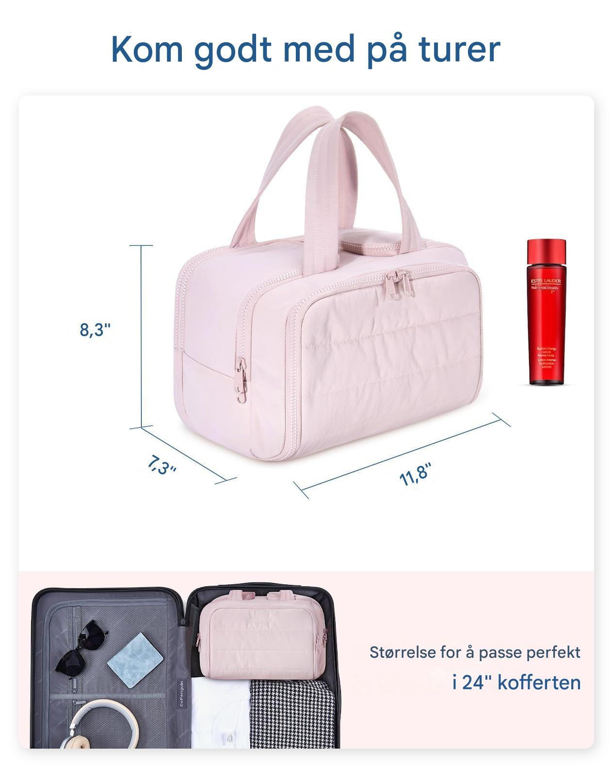 4-i-1 Puffer Toalettveske – Multifunksjonell & Stilfull Oppbevaring