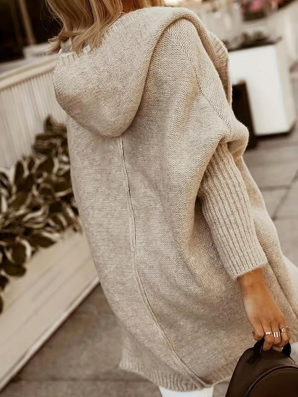 Kvinnes Chunky Strikket Hettecardigan