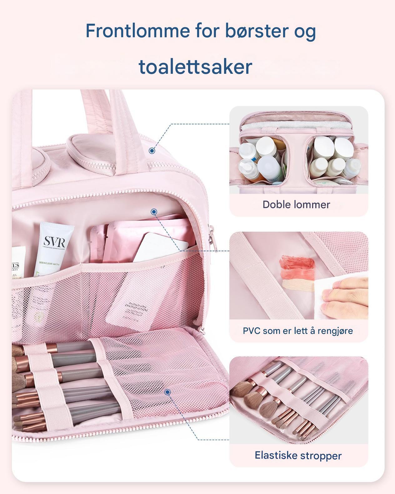 4-i-1 Puffer Toalettveske – Multifunksjonell & Stilfull Oppbevaring