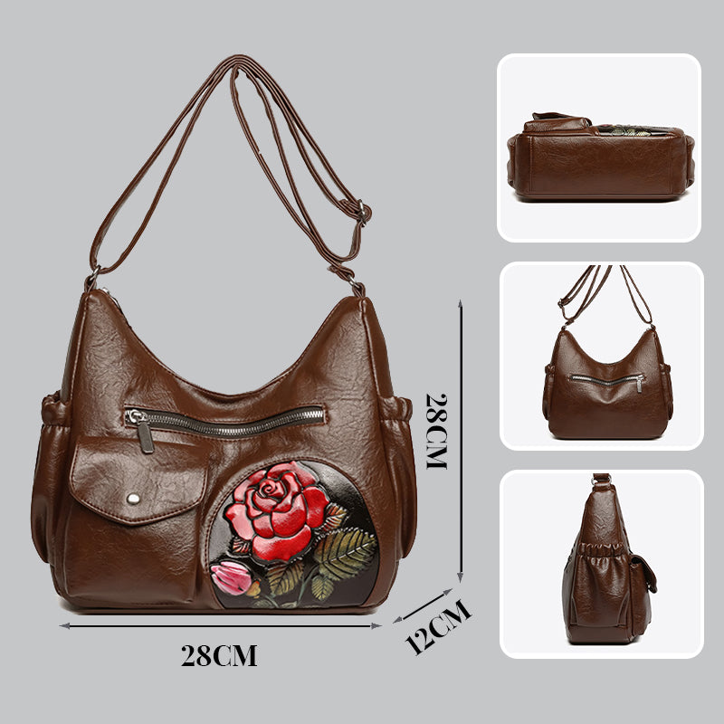 Dameskinnveske med Vintage Rose Design