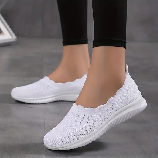 Komfortable Dame Strikkede Slip-On Flats
