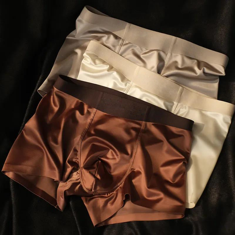 Luksuriøse Is Silke Herre Boxershorts med Antibakteriell Silke Fôr