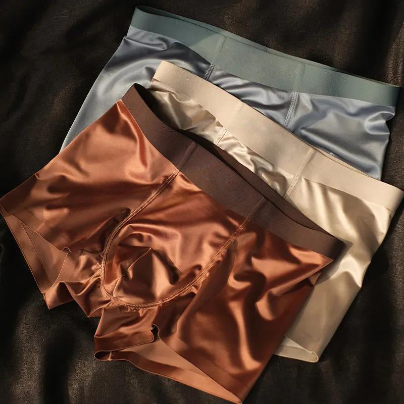 Luksuriøse Is Silke Herre Boxershorts med Antibakteriell Silke Fôr