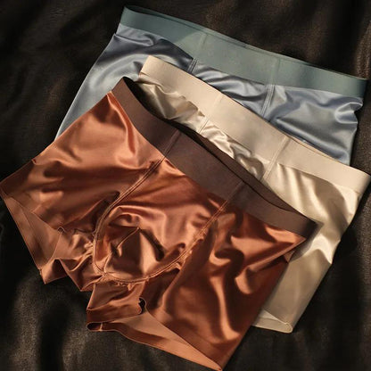 Luksuriøse Is Silke Herre Boxershorts med Antibakteriell Silke Fôr