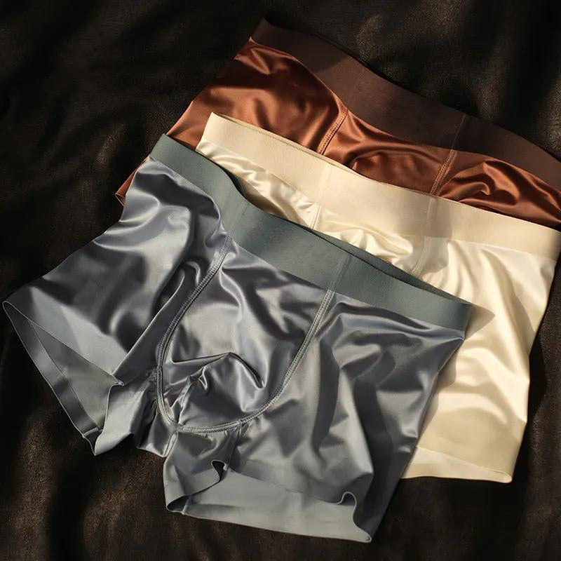 Luksuriøse Is Silke Herre Boxershorts med Antibakteriell Silke Fôr