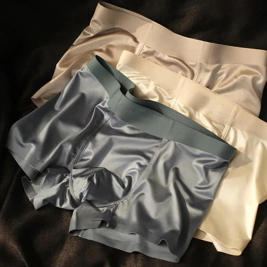 Luksuriøse Is Silke Herre Boxershorts med Antibakteriell Silke Fôr
