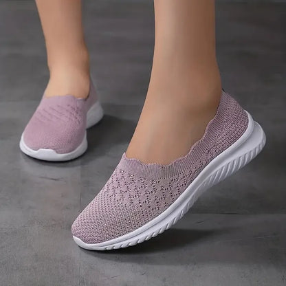 Komfortable Dame Strikkede Slip-On Flats