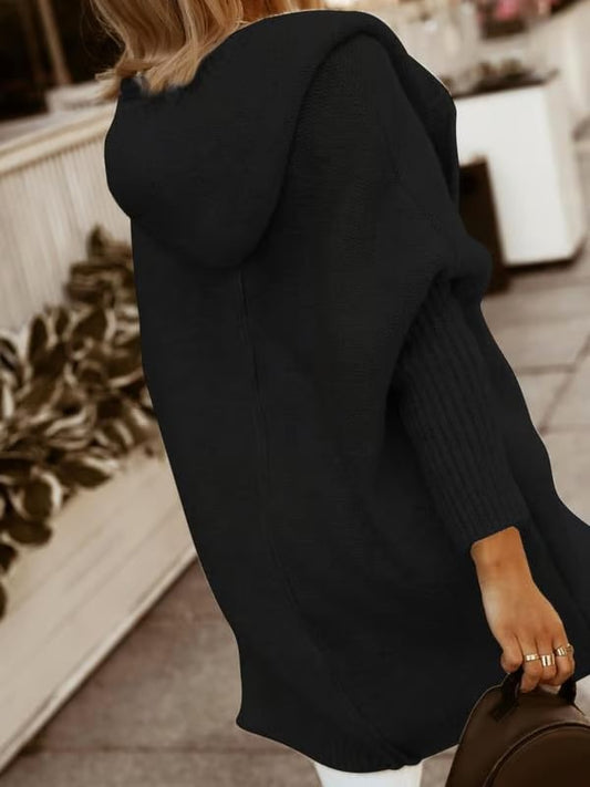 Kvinnes Chunky Strikket Hettecardigan