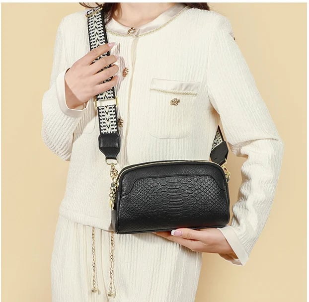 Læder Crossbody Veske med Alligatormønster for Kvinner