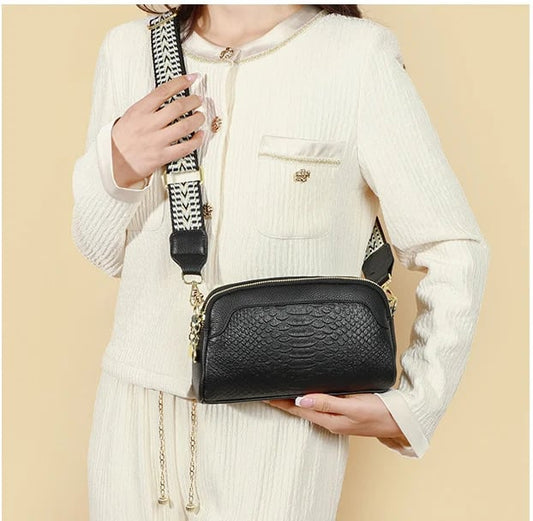 Læder Crossbody Veske med Alligatormønster for Kvinner