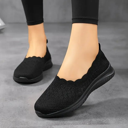 Komfortable Dame Strikkede Slip-On Flats