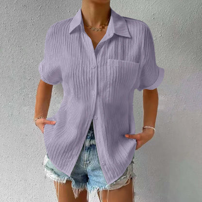 Avslappet løs bluse med knapper