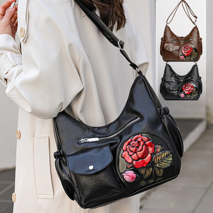Dameskinnveske med Vintage Rose Design