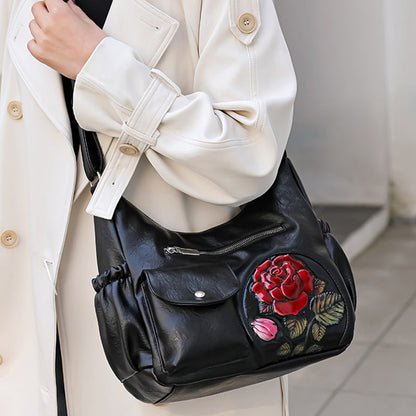 Dameskinnveske med Vintage Rose Design