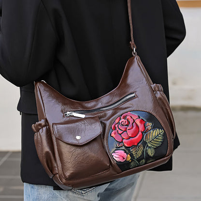 Dameskinnveske med Vintage Rose Design