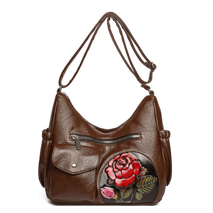 Dameskinnveske med Vintage Rose Design